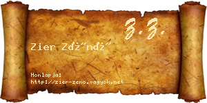 Zier Zénó névjegykártya